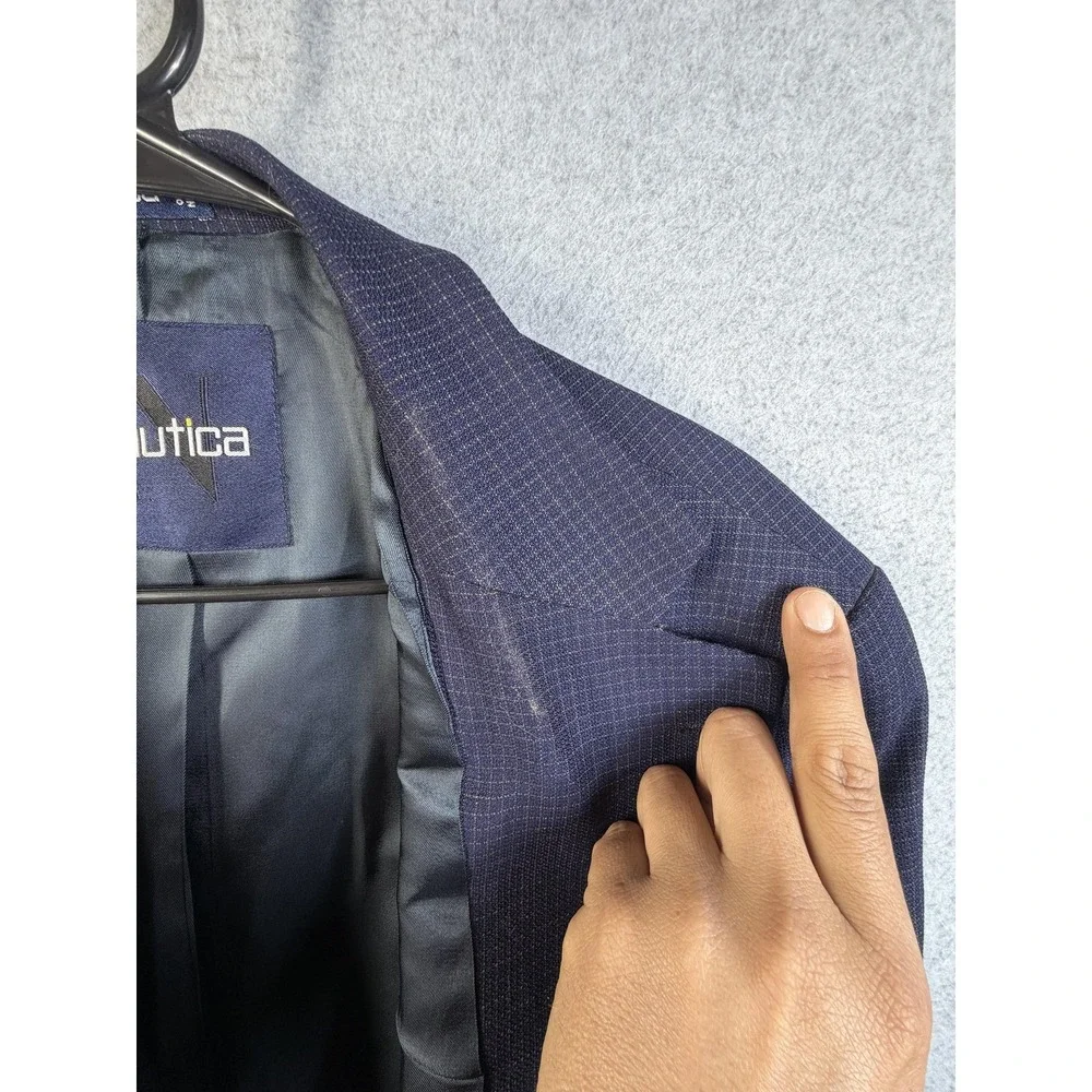 Nautica Blazer Mens 44R Blue Check Wool Sport Coat Jacket Lord &‎ Taylor Classic